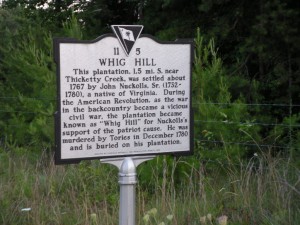 Whig Hill marker