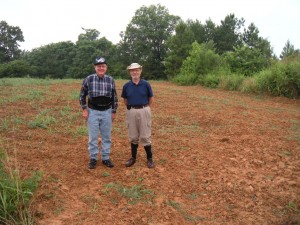 Robert Ivey and John Robertson visit the site of James Moseley's cabin 2009